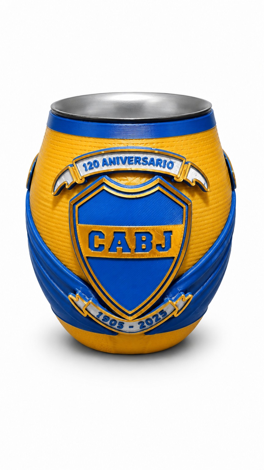 Mate conmemorativo de los 120 años de Boca impreso en 3D